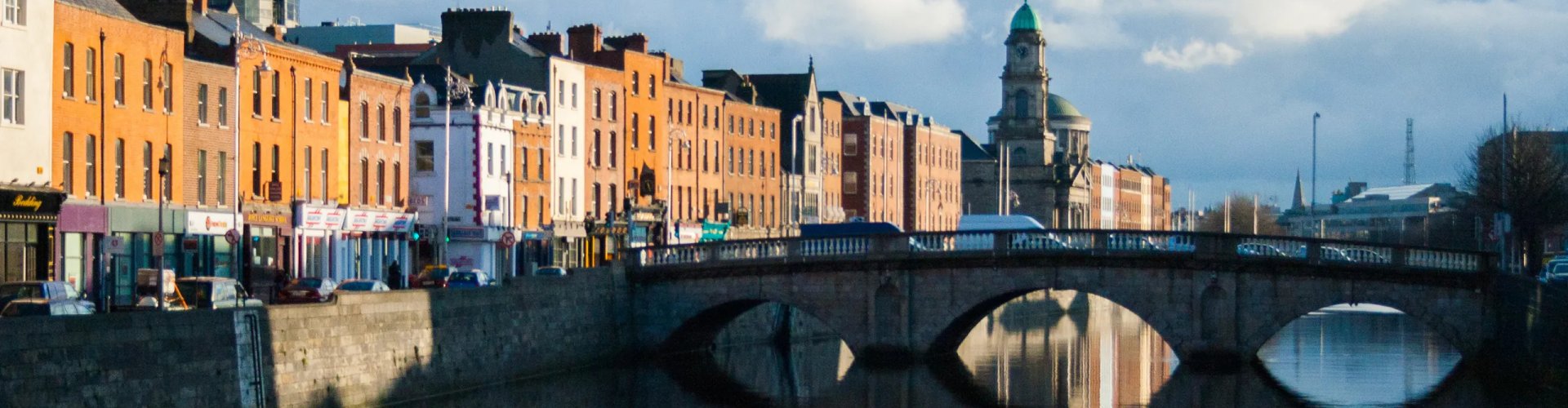 Dublin cityscape at sunset