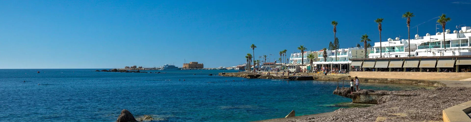 Sunset over Paphos coastline