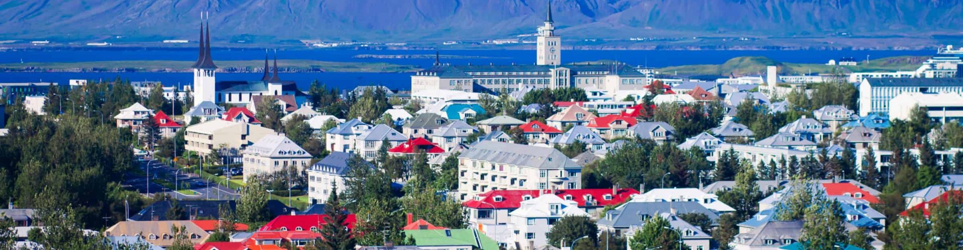 Reykjavík skyline at dusk