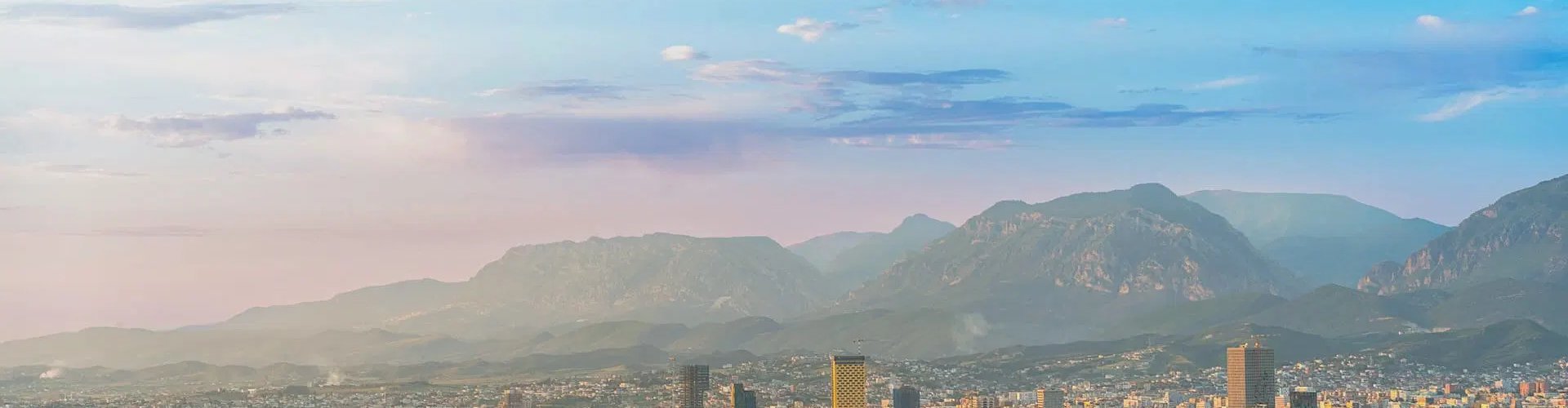 Tirana cityscape evening