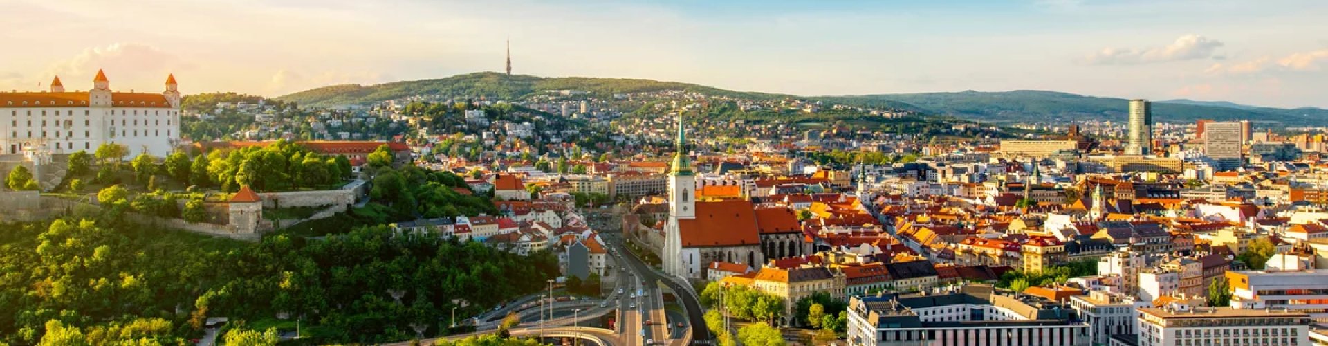 Panorama of Bratislava at sunset