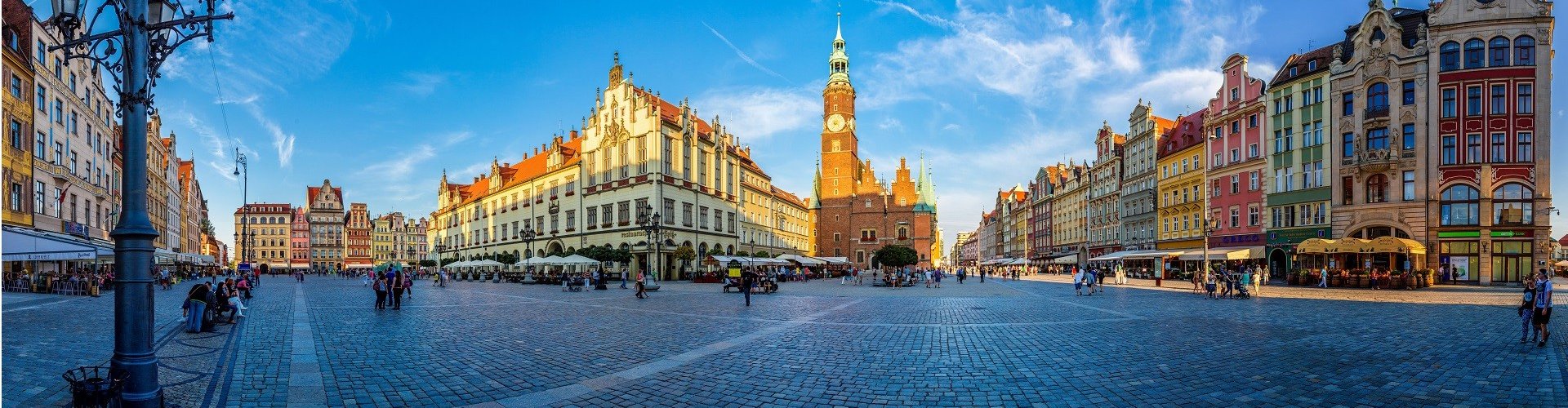 Scenic view of Wrocław at dusk