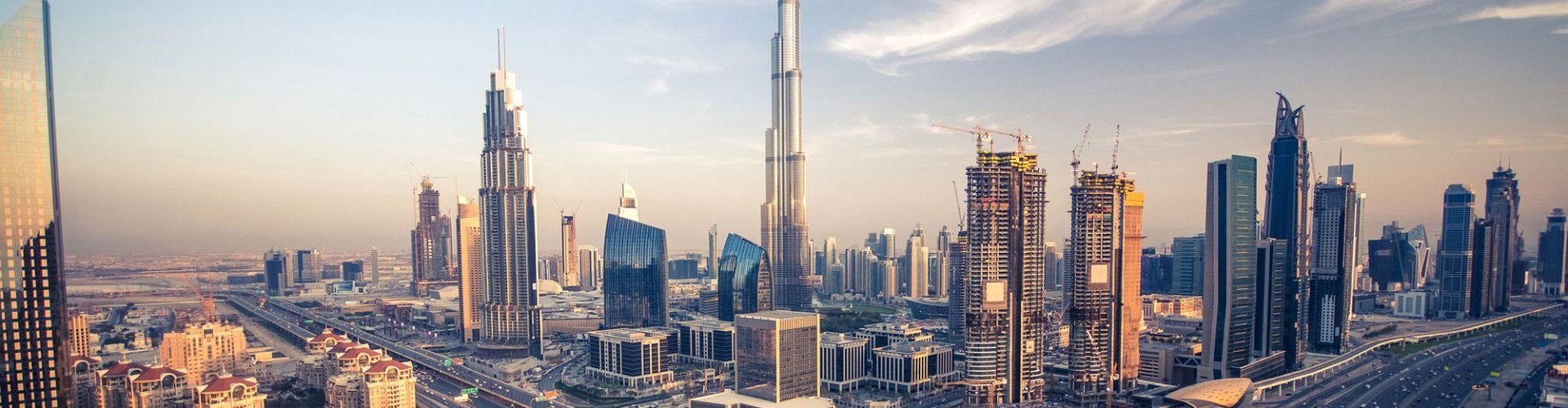 Dubai skyline at sunset