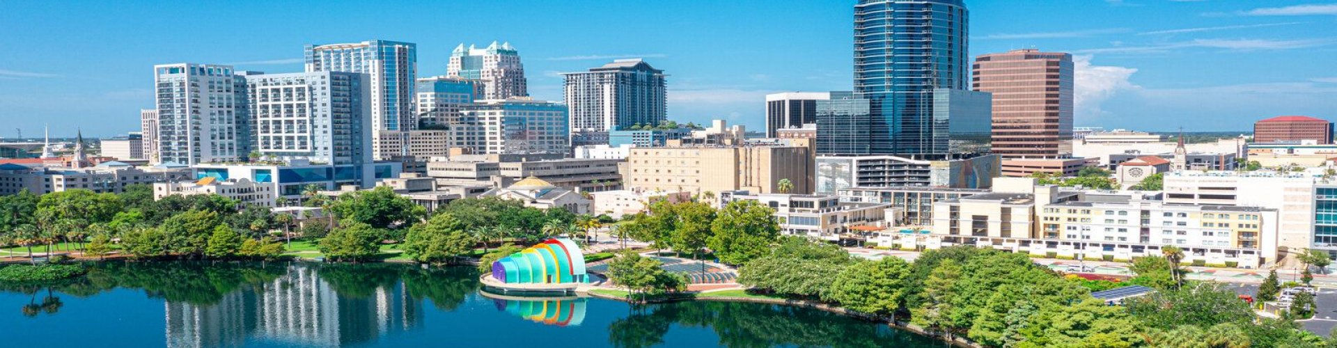 Scenic view of Orlando skyline during sunset