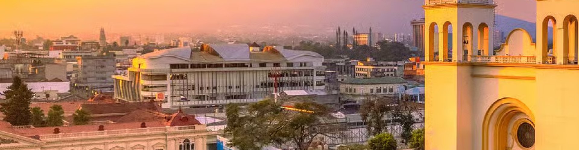 Sunset over San Salvador cityscape