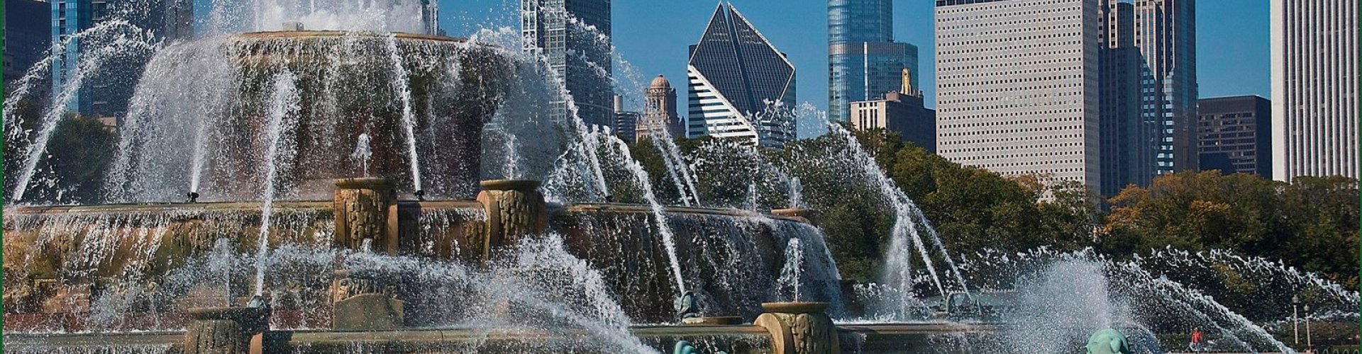 Chicago skyline sunset