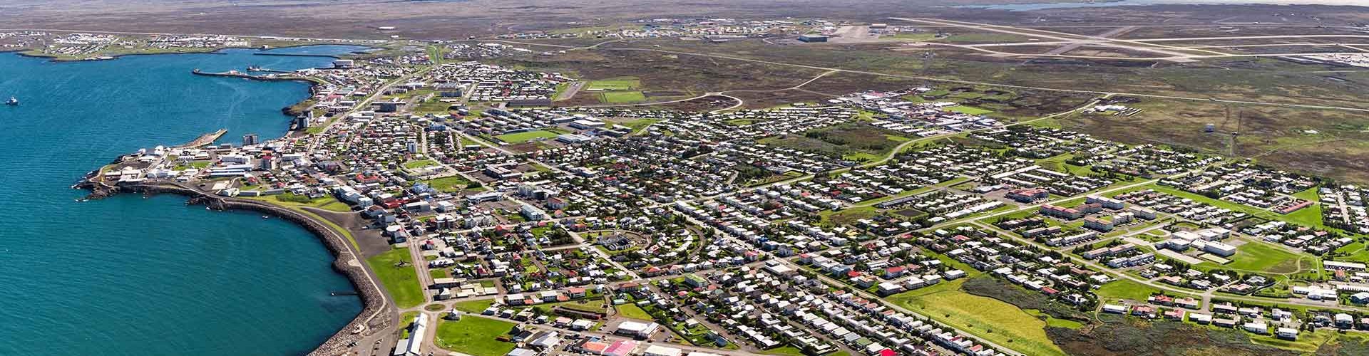 Scenic view of Keflavik coast at sunset
