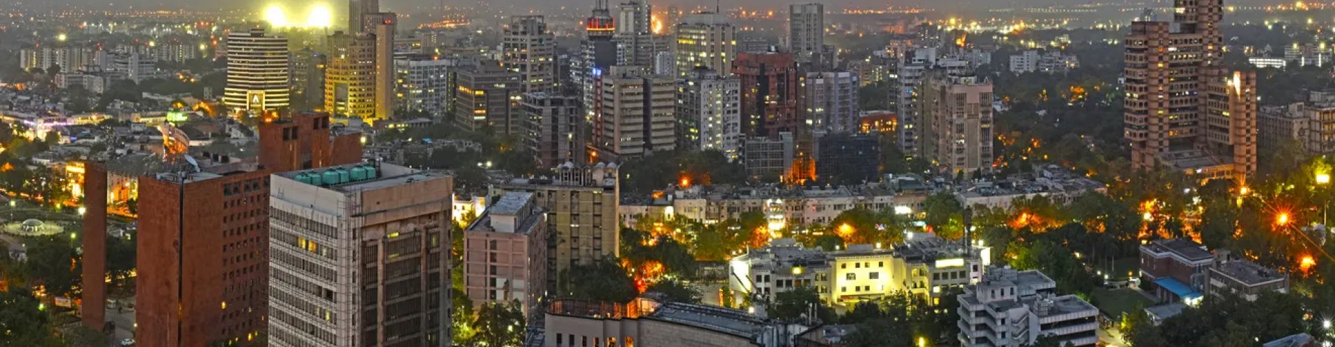 Sunset over New Delhi skyline