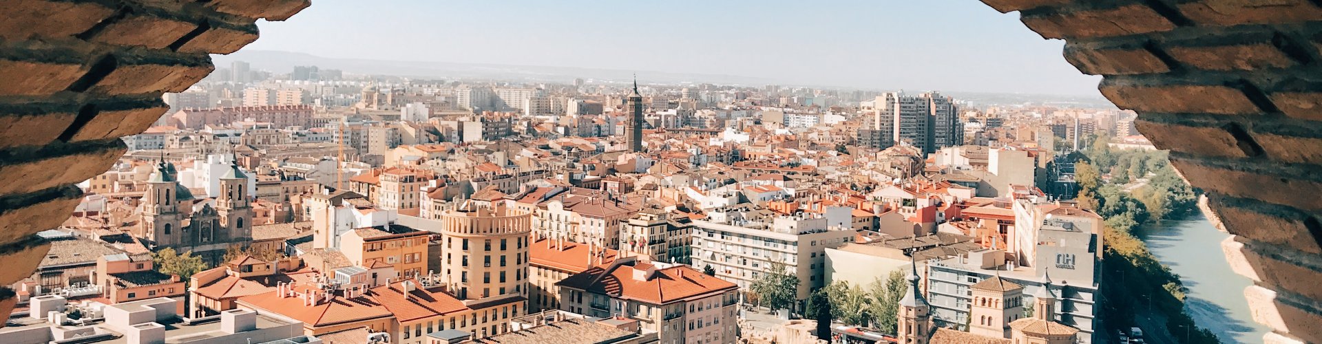 Sunset over Zaragoza skyline