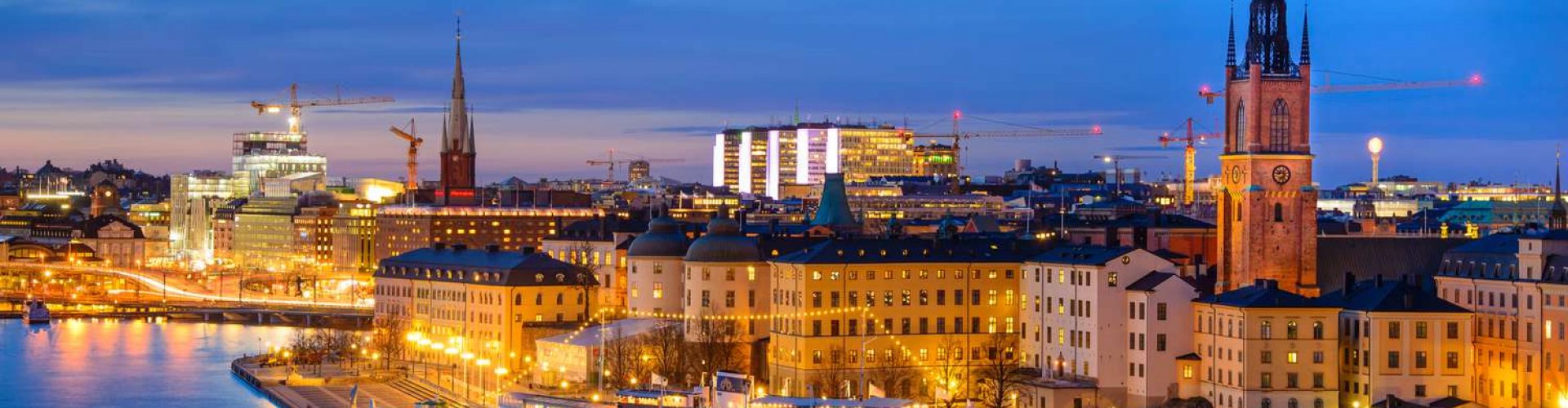 Stockholm cityscape at sunset