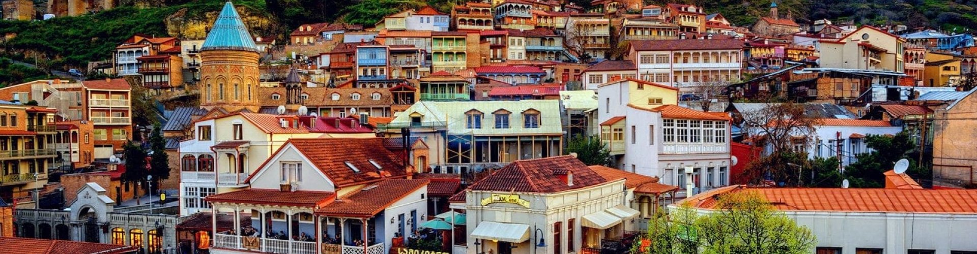 Panoramic view of Tbilisi City, GE at sunset